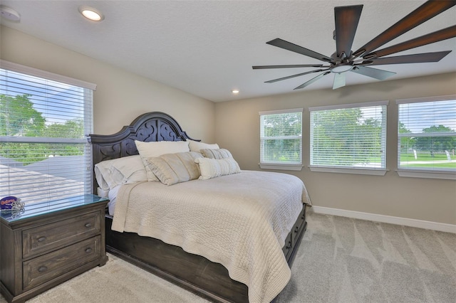 2866 Quail Crest Ct, Valrico, FL 33594 - bedroom with light carpet, recessed lighting, and ceiling fan