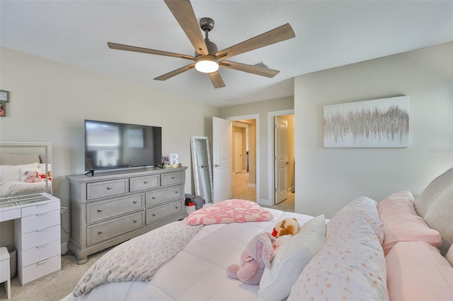 2866 Quail Crest Ct, Valrico, FL 33594 - bedroom with light carpet and ceiling fan