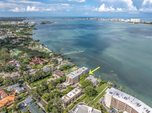 602 Lime Ave Unit 102, Clearwater, FL 33756 - aerial view of property and surrounding area with a large body of water and nearby urban area
