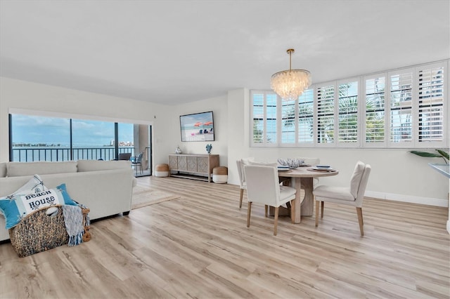 602 Lime Ave Unit 102, Clearwater, FL 33756 - dining room with light wood-style flooring and a chandelier