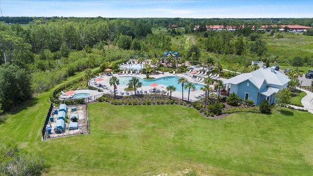33369 Hamilton Hill Ln, Wesley Chapel, FL 33545 - aerial view of a pool and a heavily wooded area