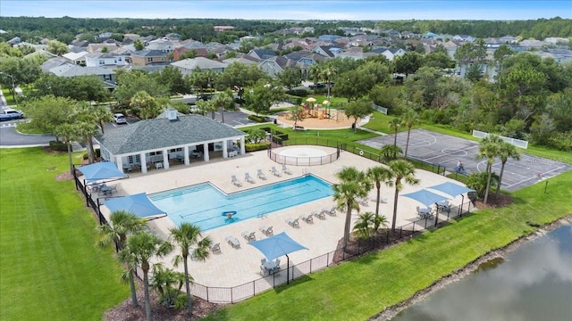 33369 Hamilton Hill Ln, Wesley Chapel, FL 33545 - aerial view of a pool