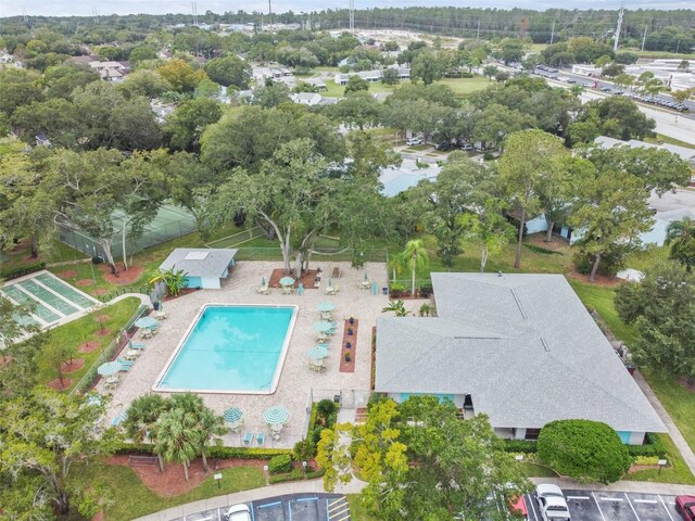 3335 Fox Hunt Dr, Palm Harbor, FL 34683 - aerial view of a pool and a tree filled landscape