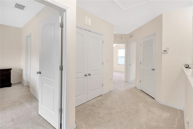 12710 Buffalo Run Dr, Gibsonton, FL 33534 - hallway with light colored carpet and baseboards