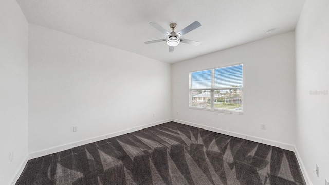5307 Wishing Arch Dr, Apollo Beach, FL 33572 - spare room featuring dark carpet, a ceiling fan, and a smoke detector
