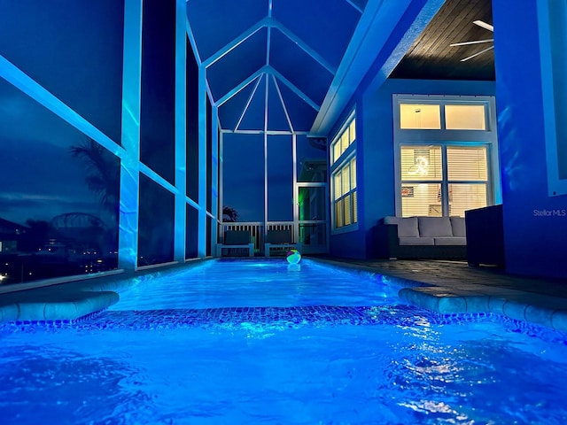 5307 Wishing Arch Dr, Apollo Beach, FL 33572 - pool at twilight featuring an outdoor pool