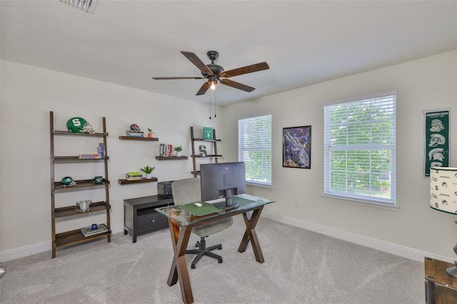 11044 Spring Point Cir, Riverview, FL 33579 - office space with a ceiling fan and light carpet