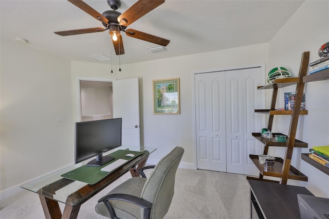 11044 Spring Point Cir, Riverview, FL 33579 - office featuring light carpet and a ceiling fan