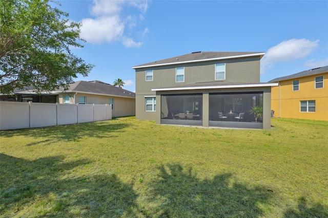11044 Spring Point Cir, Riverview, FL 33579 - back of house featuring a sunroom and stucco siding