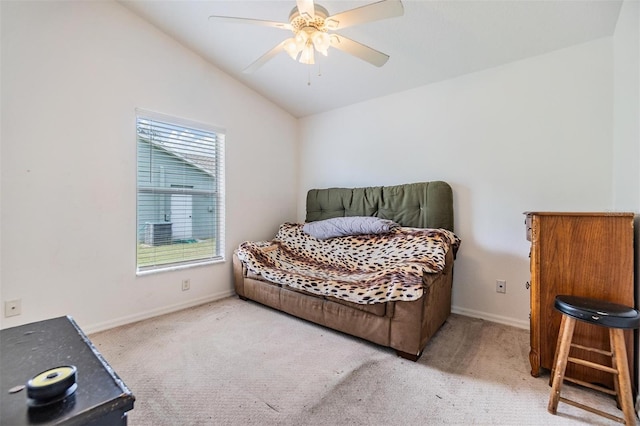 7046 Frascati Loop, Wesley Chapel, FL 33544 - carpeted bedroom featuring vaulted ceiling and a ceiling fan