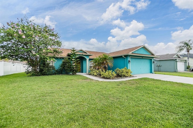 7046 Frascati Loop, Wesley Chapel, FL 33544 - view of front facade with concrete driveway, a garage, and stucco siding