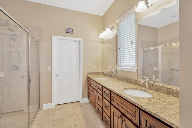 320 Roxbury Crossing Ct, Valrico, FL 33594 - full bathroom featuring double vanity, a shower stall, and plenty of natural light