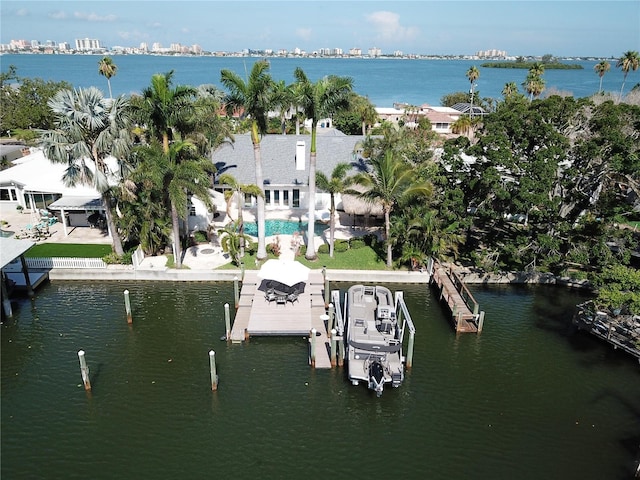 1837 Venetian Point Dr, Clearwater, FL 33755 - aerial view of property and surrounding area featuring a nearby body of water and a pool area