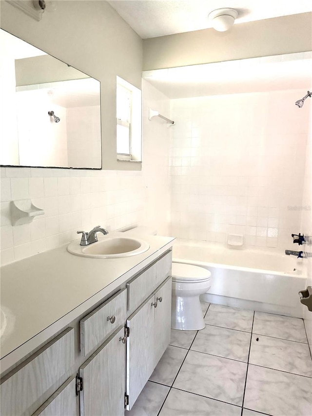 3645 E Country Side Dr, Inverness, FL 34452 - full bath featuring vanity,  shower combination, backsplash, and tile patterned flooring