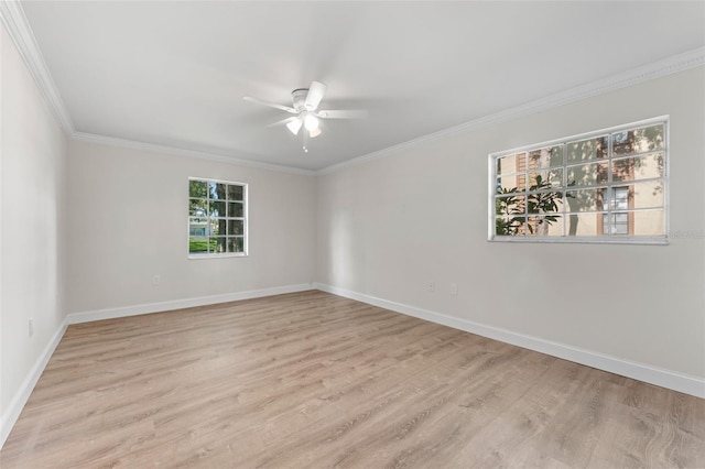4313 W N A St, Tampa, FL 33609 - unfurnished room with a ceiling fan, light wood-style flooring, and ornamental molding