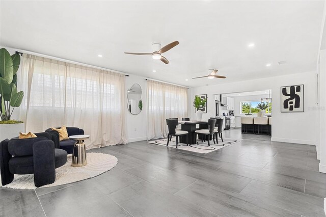 380 Colony Point Rd S, Saint Petersburg, FL 33705 - dining room with recessed lighting and ceiling fan