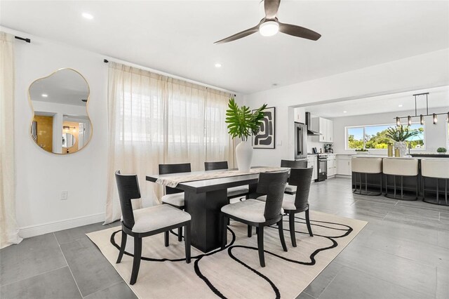 380 Colony Point Rd S, Saint Petersburg, FL 33705 - dining area with recessed lighting and ceiling fan