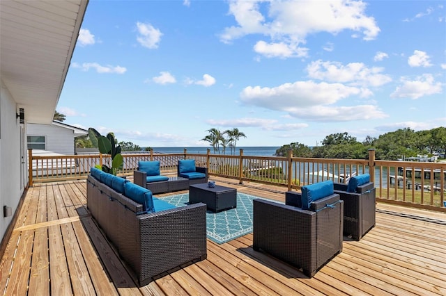 380 Colony Point Rd S, Saint Petersburg, FL 33705 - wooden terrace with an outdoor hangout area and a water view