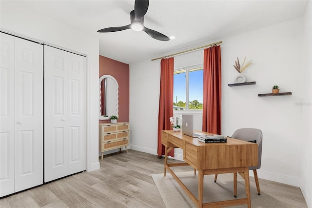 380 Colony Point Rd S, Saint Petersburg, FL 33705 - office area with a ceiling fan and light wood-type flooring
