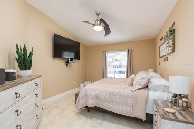 11913 Butler Woods Cir, Riverview, FL 33579 - bedroom featuring vaulted ceiling and a ceiling fan