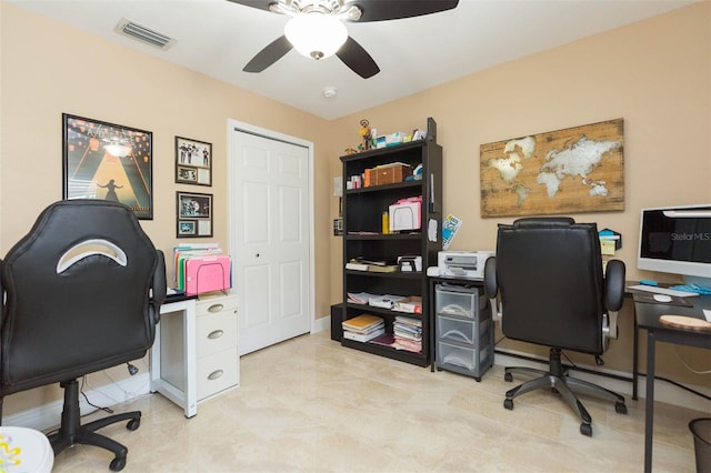 11913 Butler Woods Cir, Riverview, FL 33579 - office featuring a ceiling fan