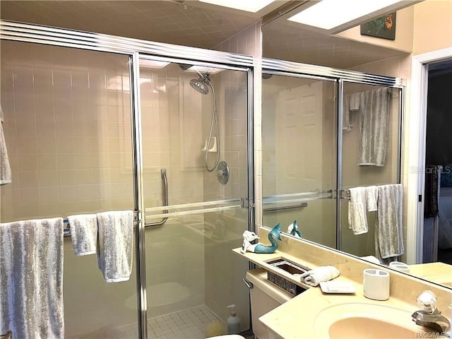 6847 E Queensbury Ln, Inverness, FL 34452 - bathroom with vanity and a shower stall