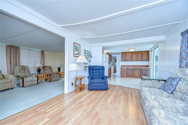 35014 Carl Ave, Zephyrhills, FL 33541 - living area with light wood-style flooring and a textured ceiling