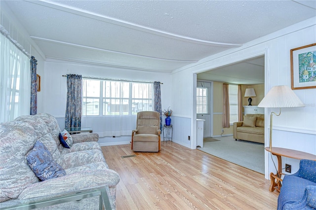 35014 Carl Ave, Zephyrhills, FL 33541 - living area featuring wood finished floors and a textured ceiling