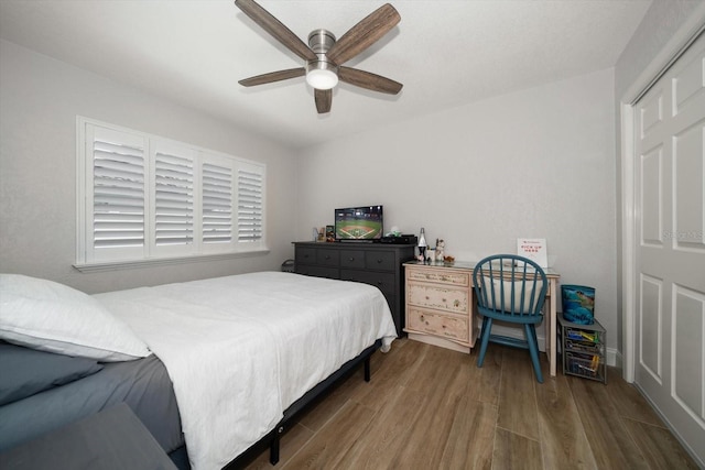 11763 Saree Ct, Largo, FL 33778 - bedroom with wood finished floors and ceiling fan