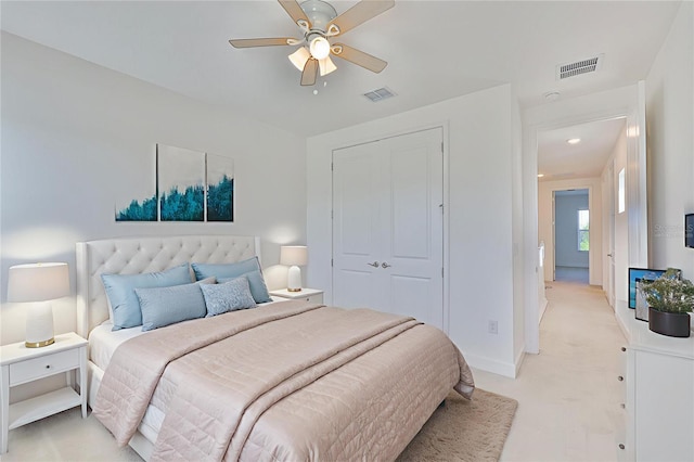 955 Signet Dr, Apollo Beach, FL 33572 - bedroom with a closet, ceiling fan, and recessed lighting