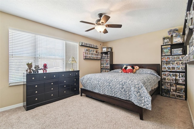 3530 Brook Crossing Dr, Brandon, FL 33511 - bedroom featuring carpet floors, ceiling fan, and a textured ceiling