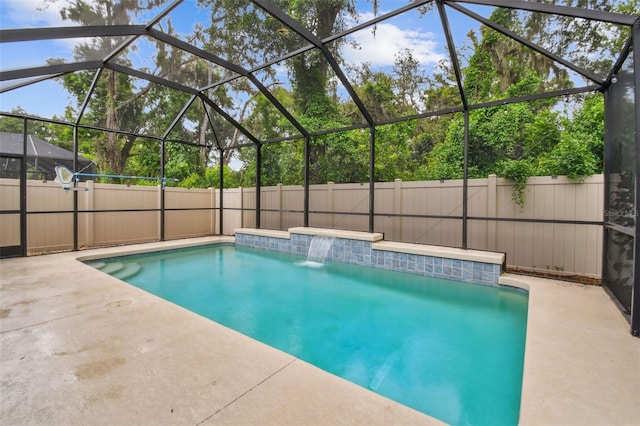 3530 Brook Crossing Dr, Brandon, FL 33511 - view of pool featuring a fenced backyard, a patio, and glass enclosure