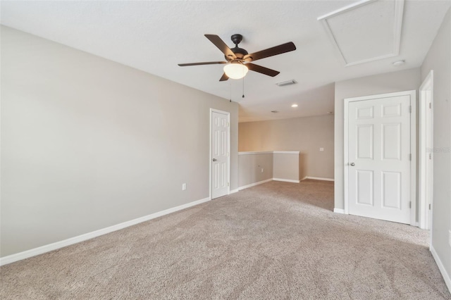 3530 Brook Crossing Dr, Brandon, FL 33511 - spare room with a ceiling fan, carpet floors, attic access, and recessed lighting