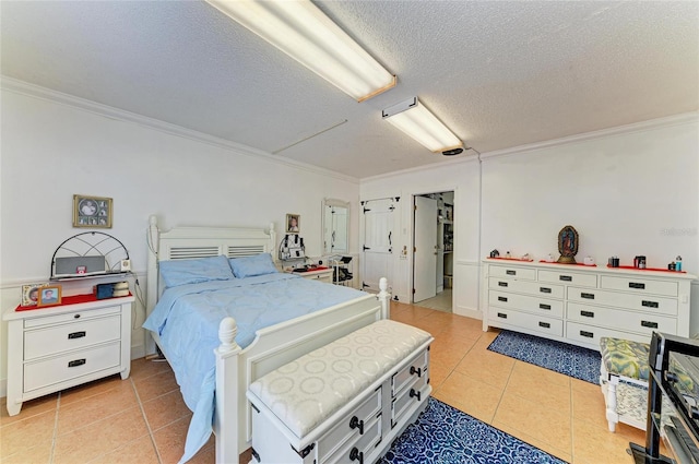 1908 N Brink Ave, Sarasota, FL 34234 - bedroom featuring crown molding, light tile patterned flooring, and a textured ceiling