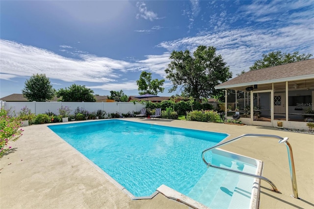 1908 N Brink Ave, Sarasota, FL 34234 - view of pool with a patio, a sunroom, and a fenced backyard