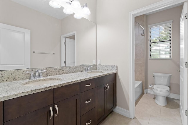 3994 Medicci Ln, Wesley Chapel, FL 33543 - full bath featuring double vanity, shower / washtub combination, and tile patterned floors