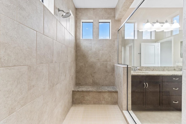 3994 Medicci Ln, Wesley Chapel, FL 33543 - bathroom with tiled shower and vanity