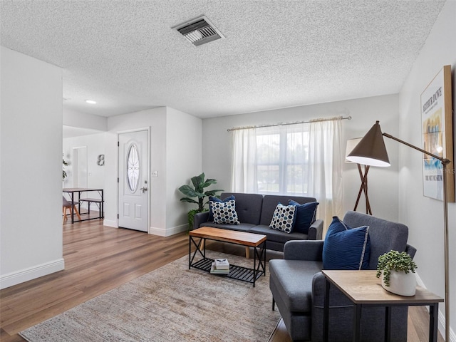 1675 E Grovehill Rd, Palm Harbor, FL 34683 - living room featuring wood finished floors and a textured ceiling
