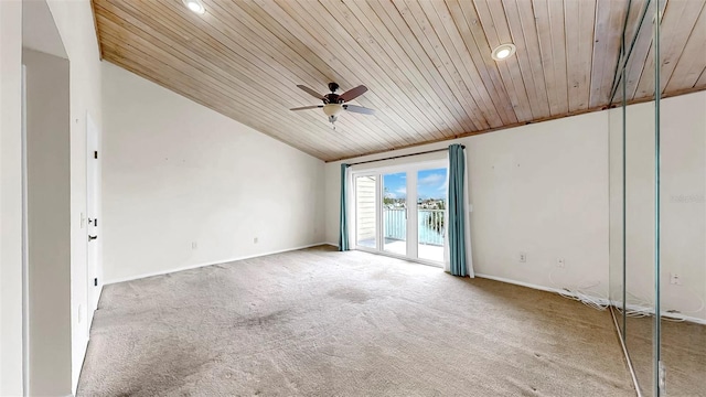 459 Haven Point Dr, Treasure Island, FL 33706 - spare room with wooden ceiling, lofted ceiling, carpet floors, a ceiling fan, and recessed lighting