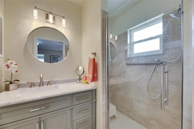1502 Fort Duquesna Dr, Sun City Center, FL 33573 - bathroom featuring a shower stall and vanity