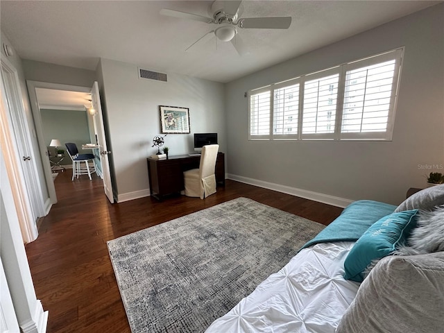 1365 Snell Isle Blvd NE Unit 6E, Saint Petersburg, FL 33704 - home office featuring a ceiling fan and dark wood finished floors