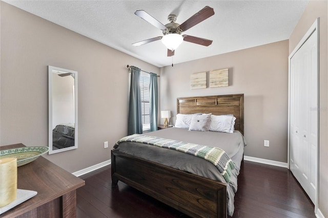 1604 Acadia Harbor Pl, Brandon, FL 33511 - bedroom with wood-type flooring, a closet, and a ceiling fan