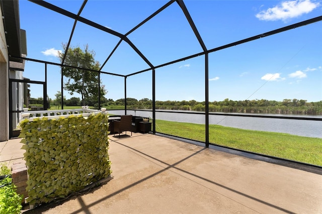 1604 Acadia Harbor Pl, Brandon, FL 33511 - view of patio / terrace featuring a water view and glass enclosure