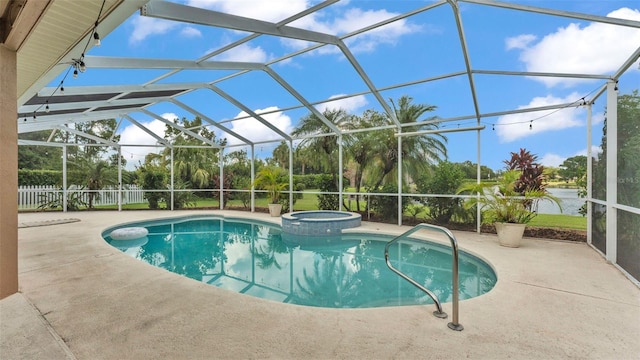 2202 Hickory Ridge Dr, Valrico, FL 33596 - view of pool with a patio, a pool with connected hot tub, and glass enclosure