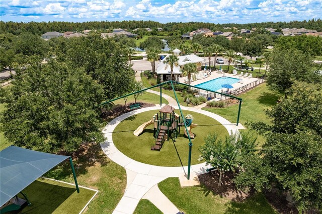 19309 Prairie Tree Pl, Tampa, FL 33647 - bird's eye view of a pool area