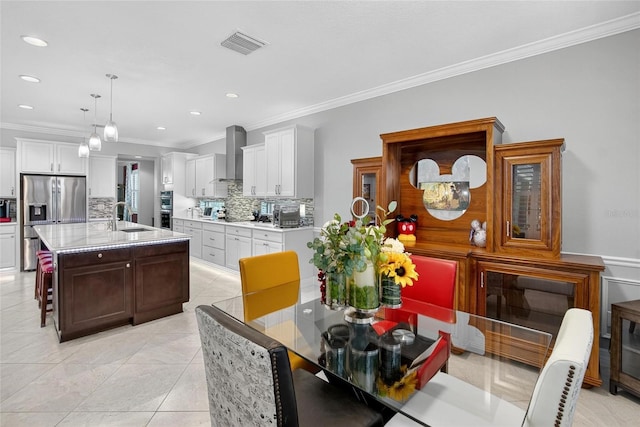 10313 Scarlet Chase Dr, Riverview, FL 33569 - dining area featuring ornamental molding and recessed lighting
