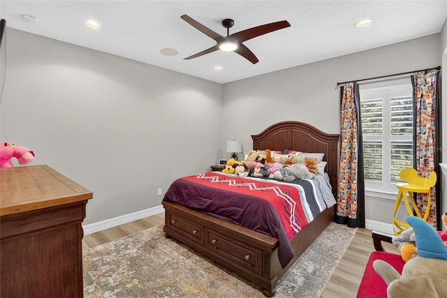 10313 Scarlet Chase Dr, Riverview, FL 33569 - bedroom featuring light wood finished floors, ceiling fan, and recessed lighting