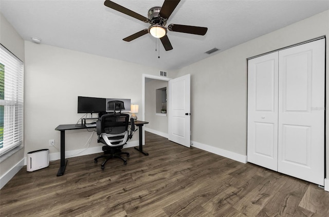 1800 Mapleleaf Blvd, Oldsmar, FL 34677 - office featuring a ceiling fan, healthy amount of natural light, and wood finished floors