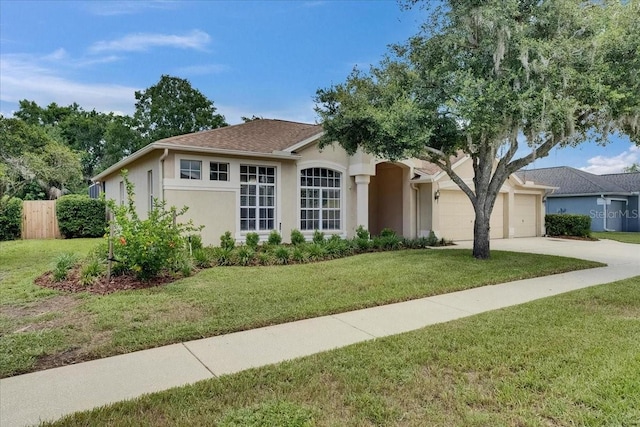 1216 Fox Chapel Dr, Lutz, FL 33549 - ranch-style home featuring stucco siding, concrete driveway, a garage, and a shingled roof