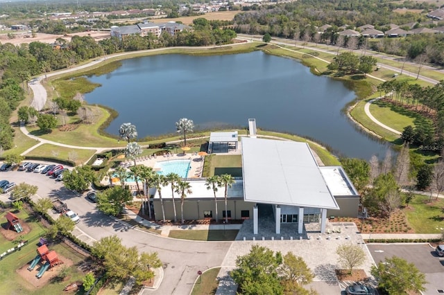 6352 Mooring Line Cir, Apollo Beach, FL 33572 - drone / aerial view of a nearby body of water and a pool area